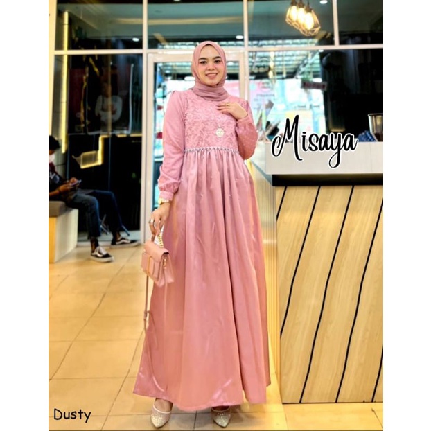 MISAYA gamis pesta mewah gaun walimatul bridemaid seragam lebaran baju gamis kondangan