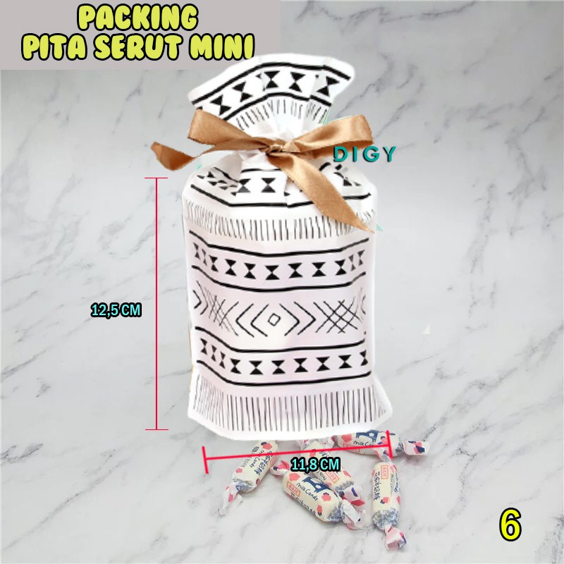 [5 pcs] Packing Serut Pita Mini Plastik Cookies Promo  Kantong Serut Gift Hampers