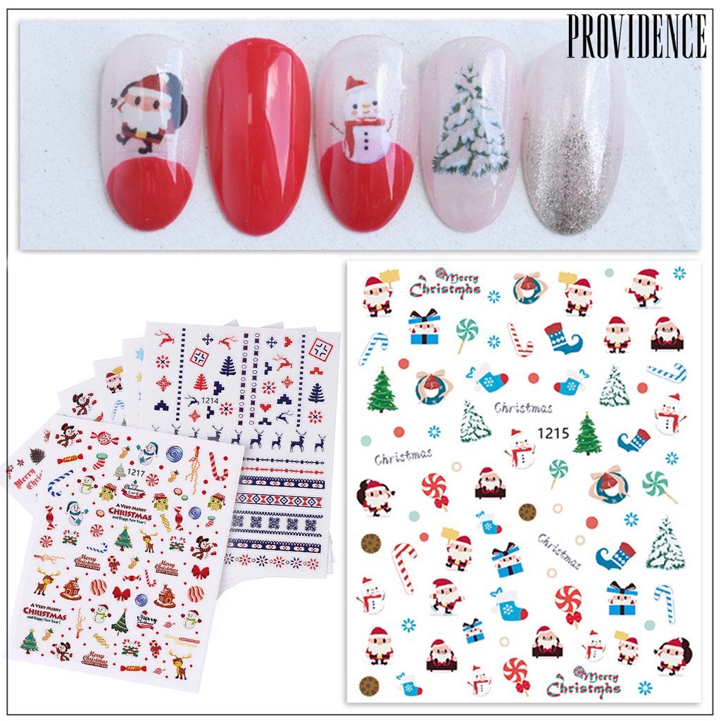 Providence 11Pcs/Set Christmas Patterns Nail Sticker DIY Colorful 3D Nail Snowflakes Christmas Gifts Decals for Winter