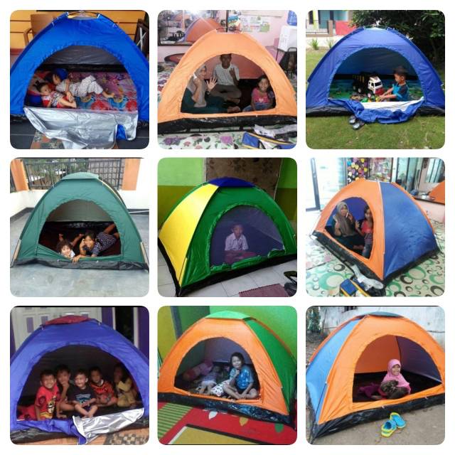 Tenda camping gunung kapasitas 2-3 orang single layer - Tenda outdoor anak dan dewasa