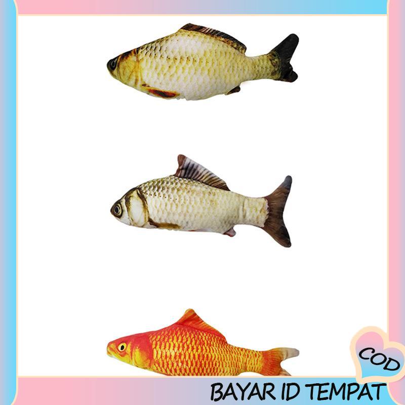 COD❤️ Perlengkapan Hewan Peliharaan Mewah Catnip Ikan Kucing Lucu Simulasi Ikan Mas Crucian Mainan Kucing Lembut-A.one