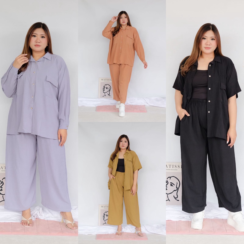 BIGWELL MARISKA SET POLOS - SETELAN WANITA BIG SIZE / SETELAN JUMBO / PIYAMA RAYON