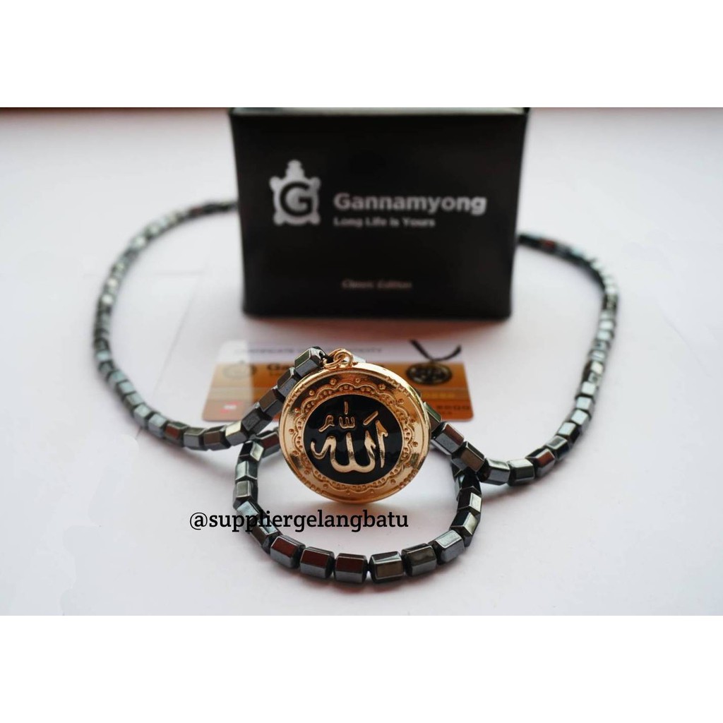 kalung sehat lafaz gold full zircon gannamyong pendant Liontin Asli korea bonus kartu keras ktp