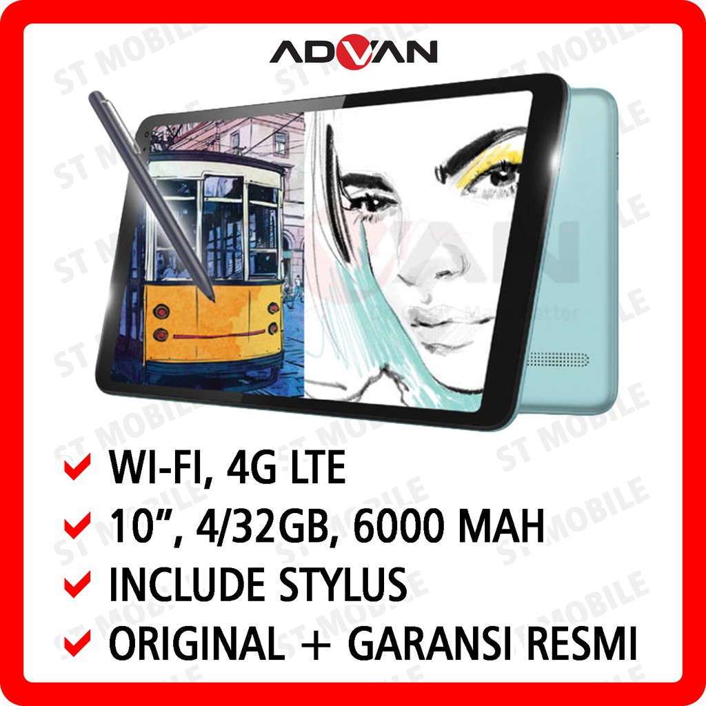 Tablet Android 9 Pie Advan 4G 32GB 4GB 10 inch Original Garansi Resmi