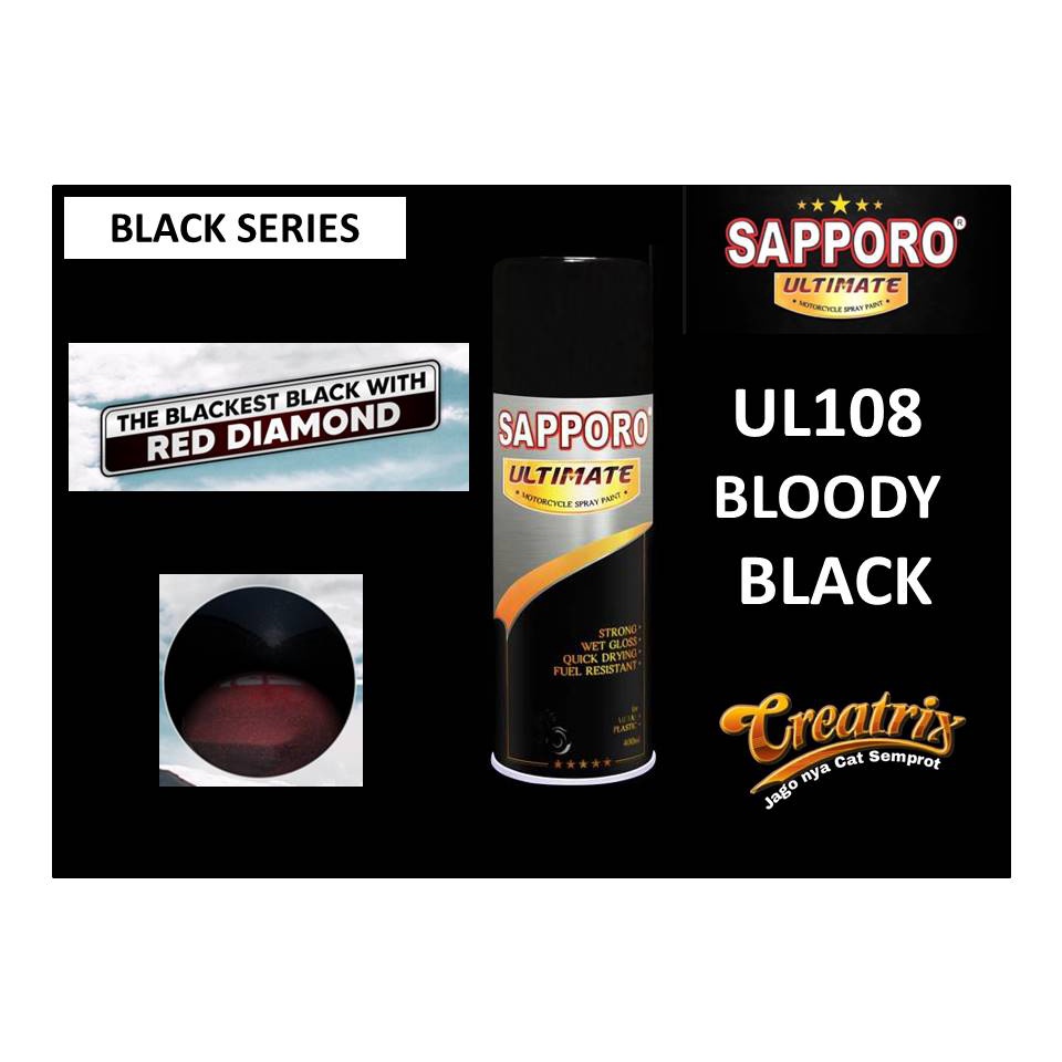 Sapporo Ultimate UL108 Bloody Black / Merah hitam / Cat semprot Sapporo spray 400 ml
