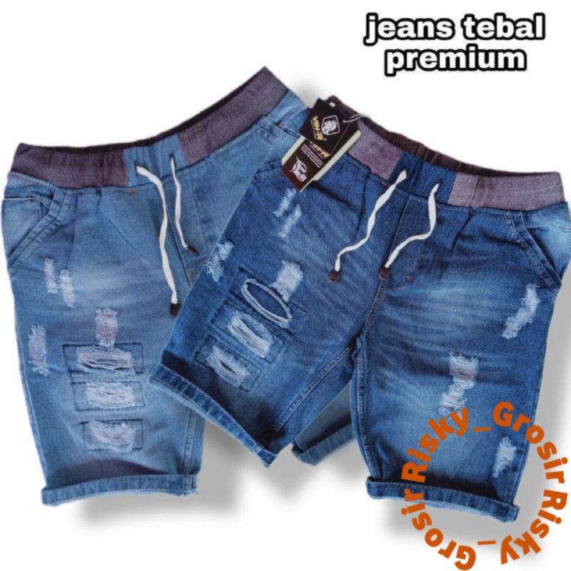 Celana jeans Pendek Pria Rip Sobek Surfing Premium Size 27-38