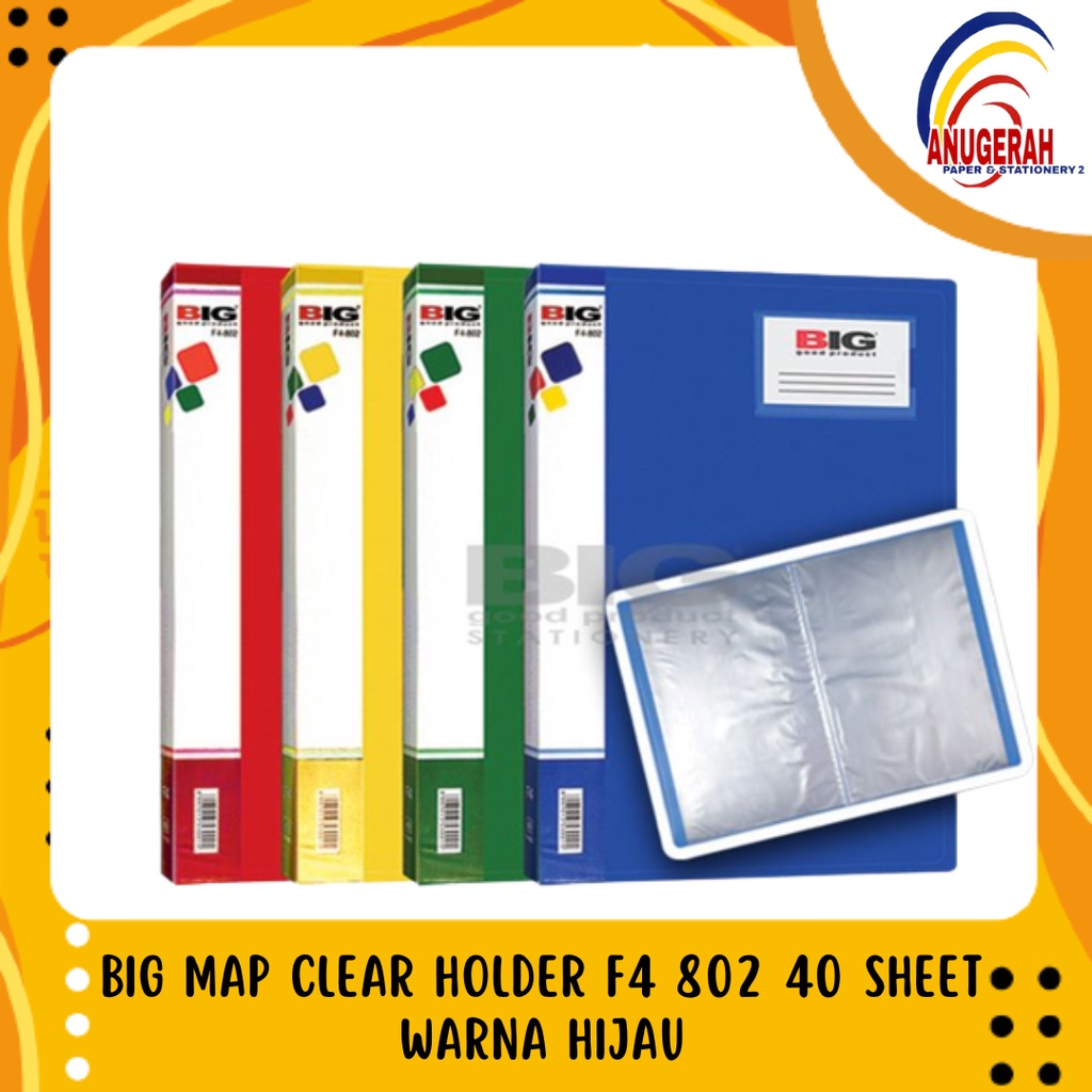 

BIG MAP CLEAR HOLDER F4 802 40 SHEET WARNA HIJAU (PCS)