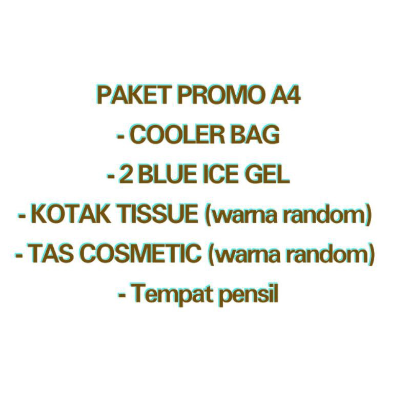 PROMO PAKET A4 , COOLER BAG ARGEN + 2 BLUE GEL + 1 TEMPAT PENSIL + 1 TAS COSMETIC + 1 TAS TISU sy66