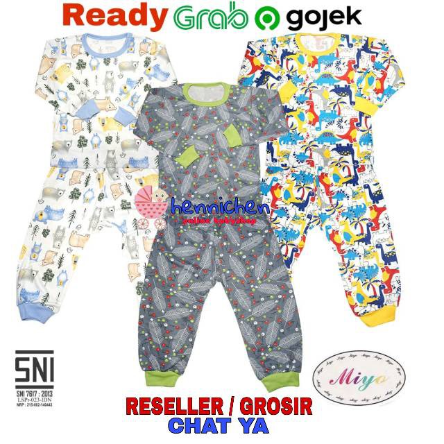 PROMO 7.7 MIYO by Libby Setelan PANJANG PRINT GEORGE MONKEY / SQUIRREL Piyama Baju Bayi Libby SML kecil (6-18bulan) SNI