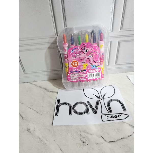CRAYON PUTAR PENDEK MIKA 12WARNA/KRAYON PUTAR MIKA/ROLLING CRAYON MIKA-CrPUT MIKA PONY