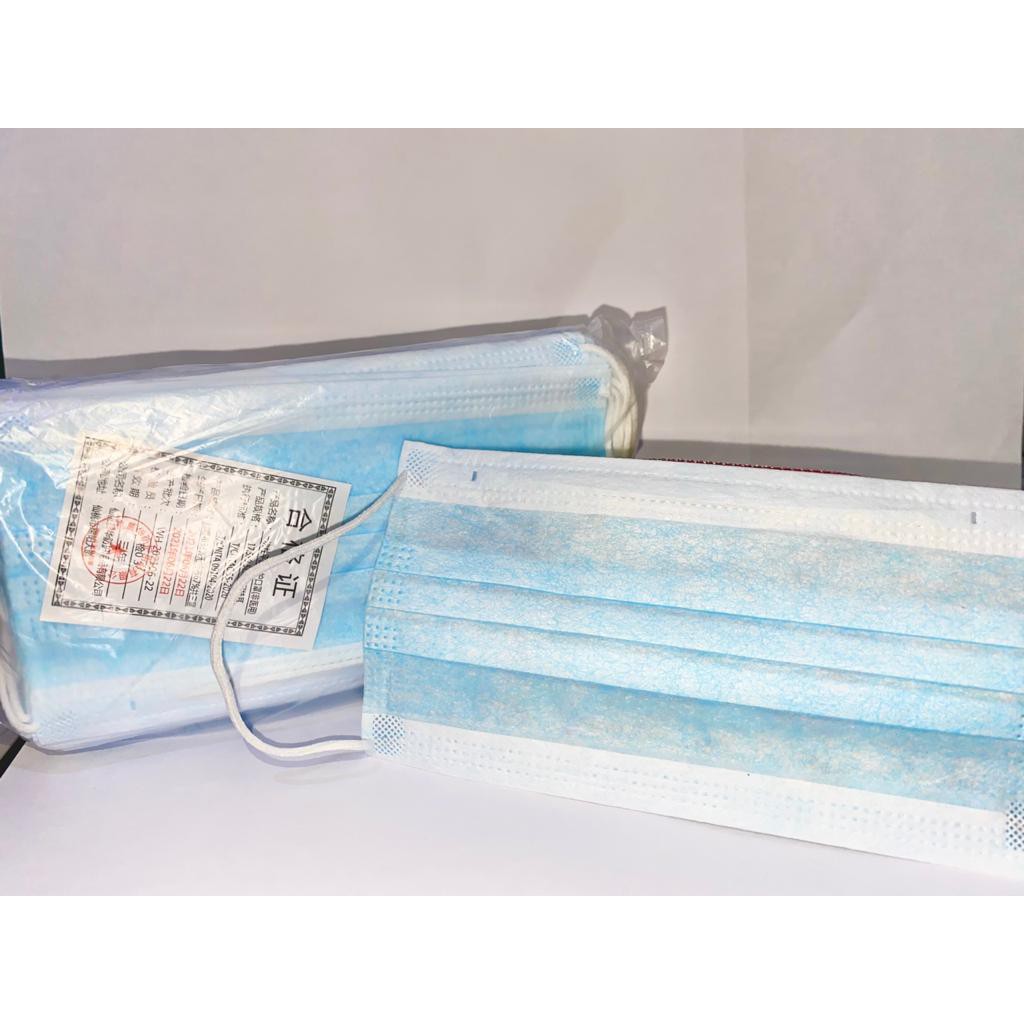 Masker Earloop 3 Ply Face Mask Biru 1 Box Isi 50 Pcs