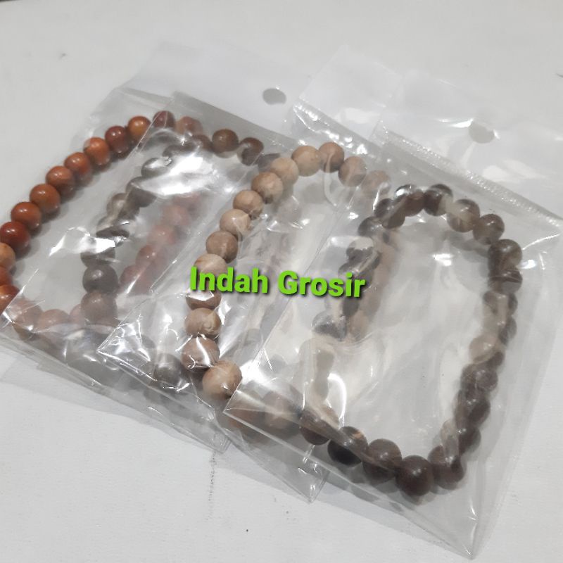 Gelang Kayu Cendana Gaharu Scang Kelor Dim 8mm Tali Karet