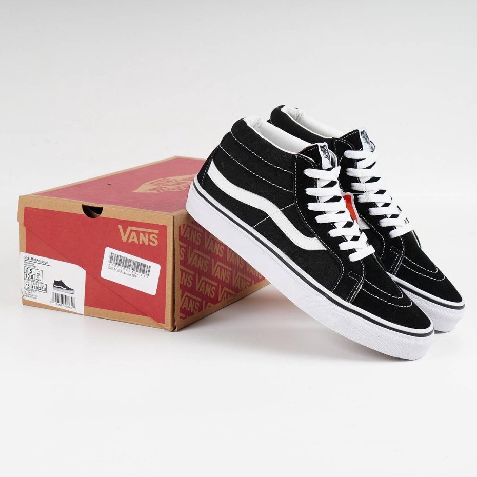 Sepatu Vans Sk8 Mid Reissue Black / White 100% Original BNIB FREE PAPPERBAG