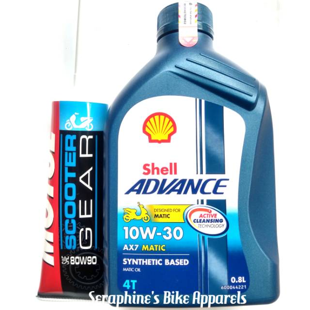 PAKET OLI SHELL ADVANCE AX7 MATIC 10W30 0.8L+ OLI GARDAN MOTUL|SEMUA MATIC HONDA YAMAHA SUZUKI VESPA