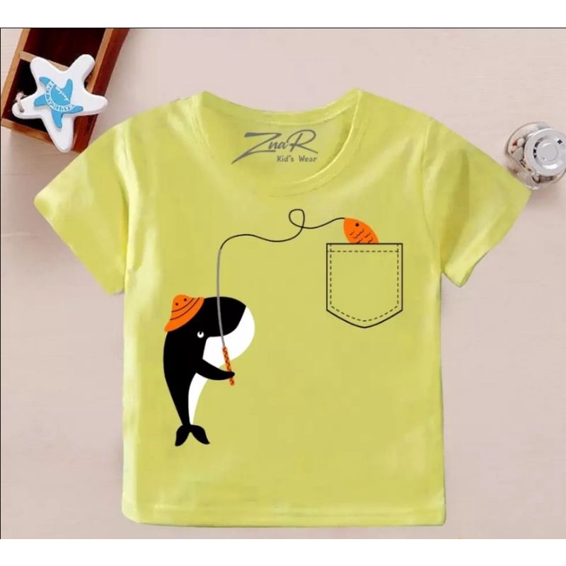 Baju bayi atasan kaos bayi usia 3-9 bulan-20 Kuning ikan