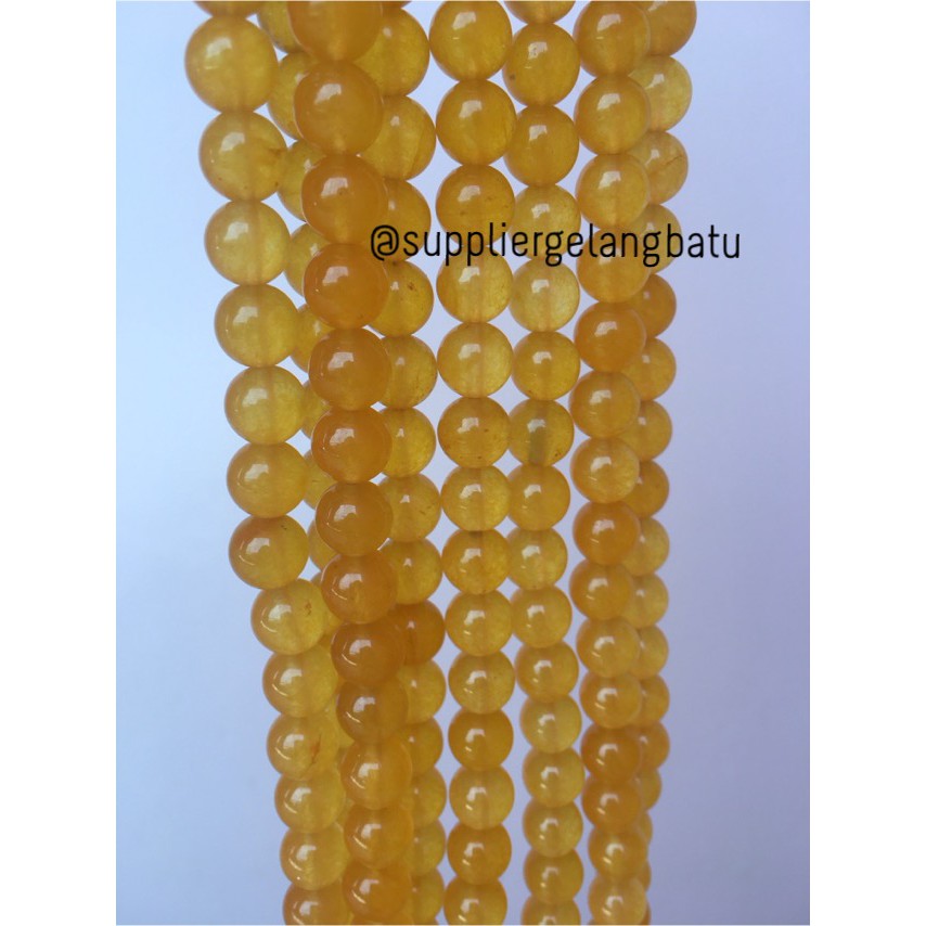 batu yellow agate 10mm fashion cewek cowok unisex kuning natural giok craft fashion aksesoris beads