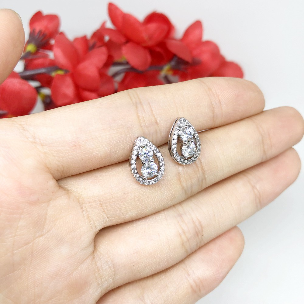 Anting Tusuk Xuping Premium Asli Silver Batu Diamond Look Lapis Emas Putih - BE266