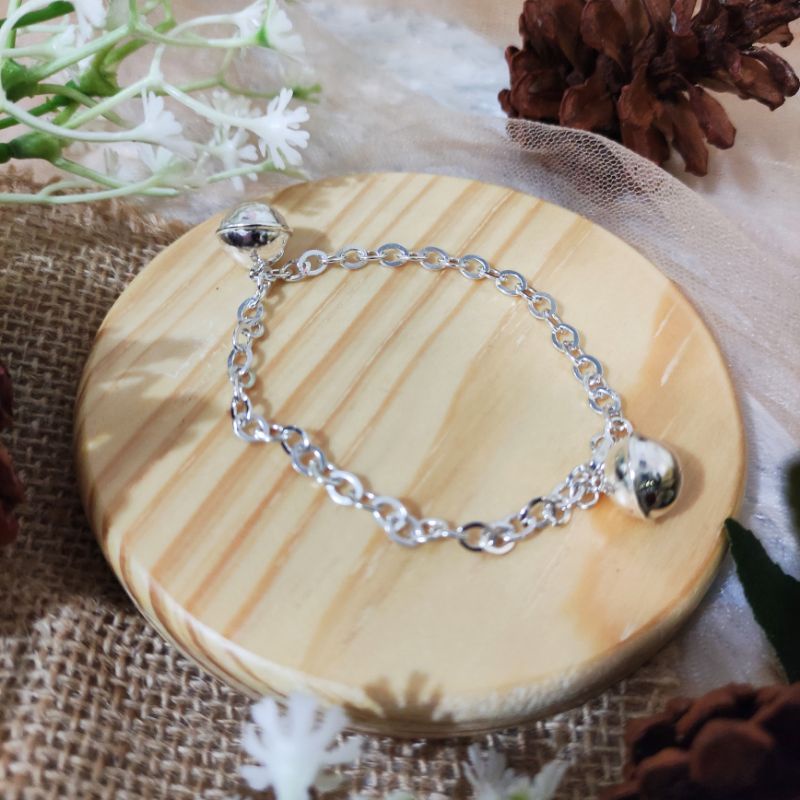 Gelang Kaki Perak/Silver Anak 2 Lonceng Besar