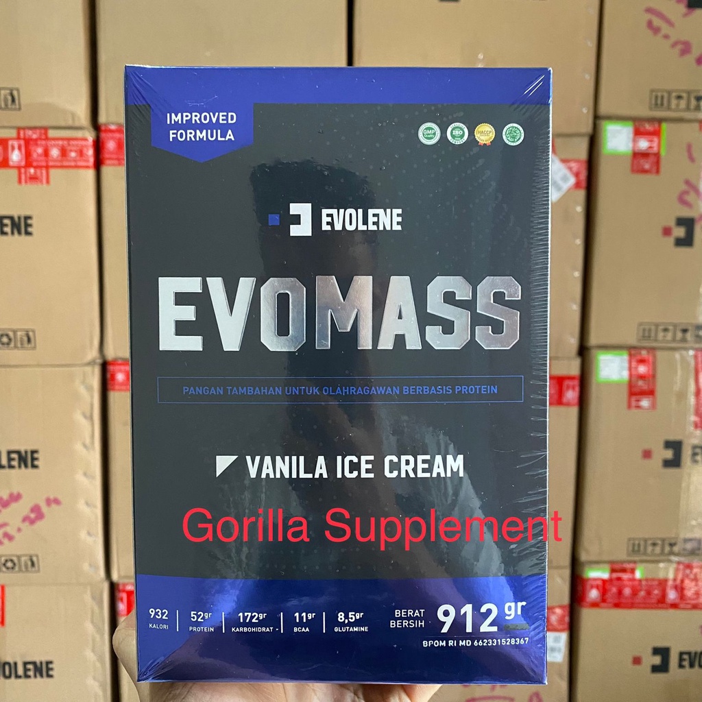 EVOLENE Evomass 2lbs 2lb 912 Gram Rasa VANILLA Evo mass Weight gainer susu penambah berat badan penggemuk