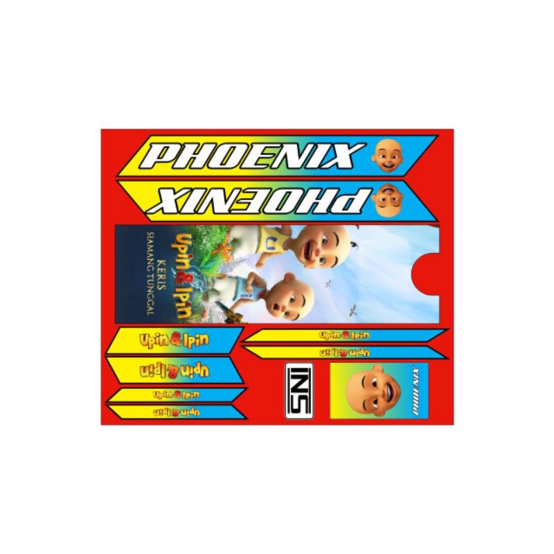 stiker sepeda anak UK 12 16 decal mengkilap Upin ipin