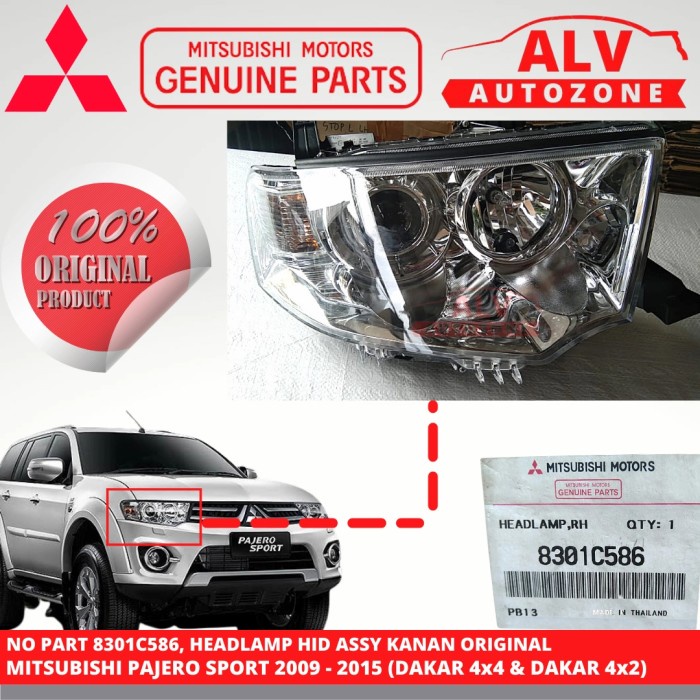 LAMPU DEPAN /  HEADLAMP HID ASSY KANAN PAJERO SPORT 8301C586