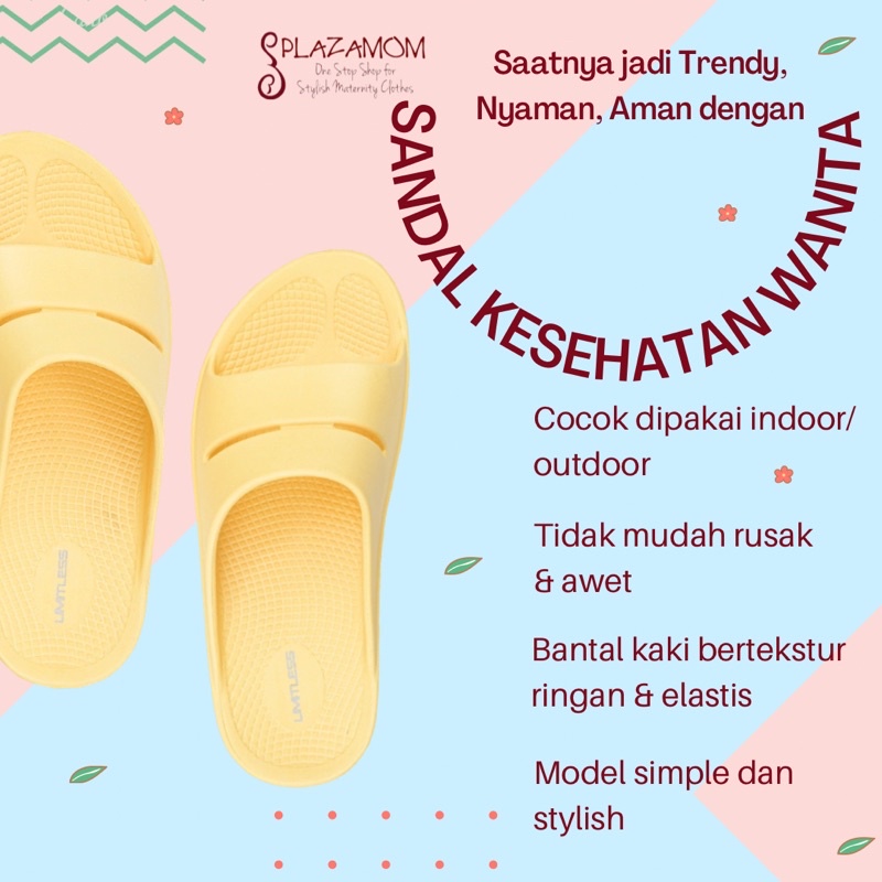 sandal kesehatan EVA karet WANITA perempuan cewek cewe DEWASA slop selop sendal slippers ringan nyaman empuk menjaga keseimbangan kaki trendy stylish kekinian model korea korean anti slip awet kualitas premium