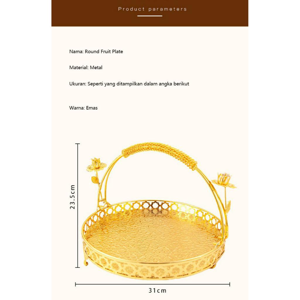 Mi.more Emas Nampan Diameter 26CM Snack Basket Bulat/ Golden Serving Tray / Cupcake Tray Dessert Tray / Dekorasi Home