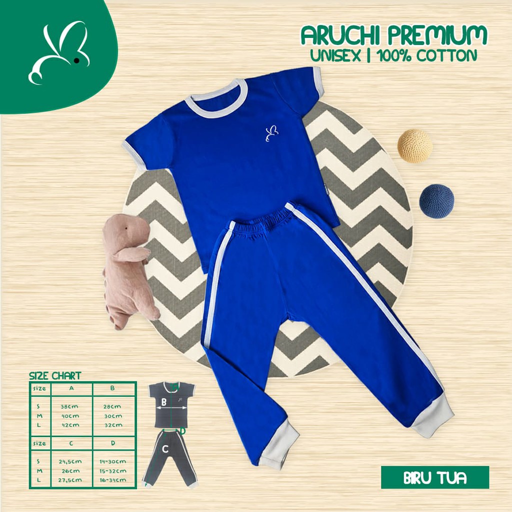 Retro Longpants Aruchi Premium Edition 2-5 Tahun Atasan Pendek + Celana Panjang Polos