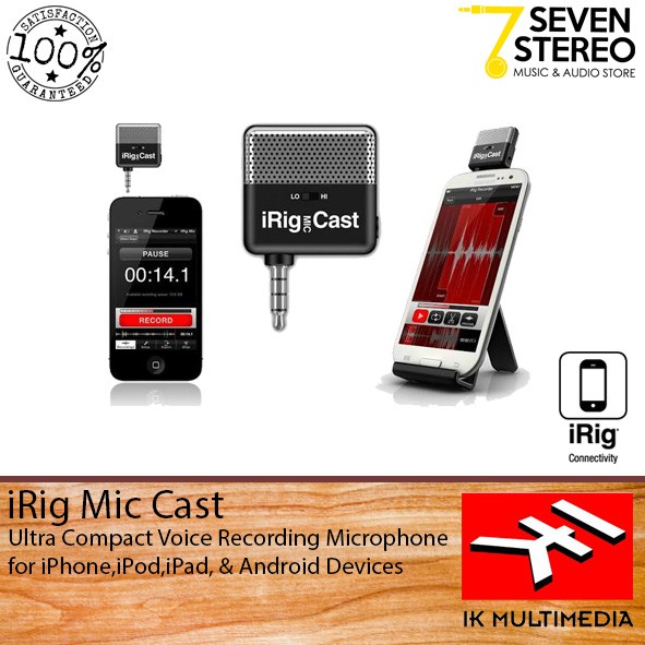 IK Multimedia IRig Mic Cast Compact Voice Recording Micrphone