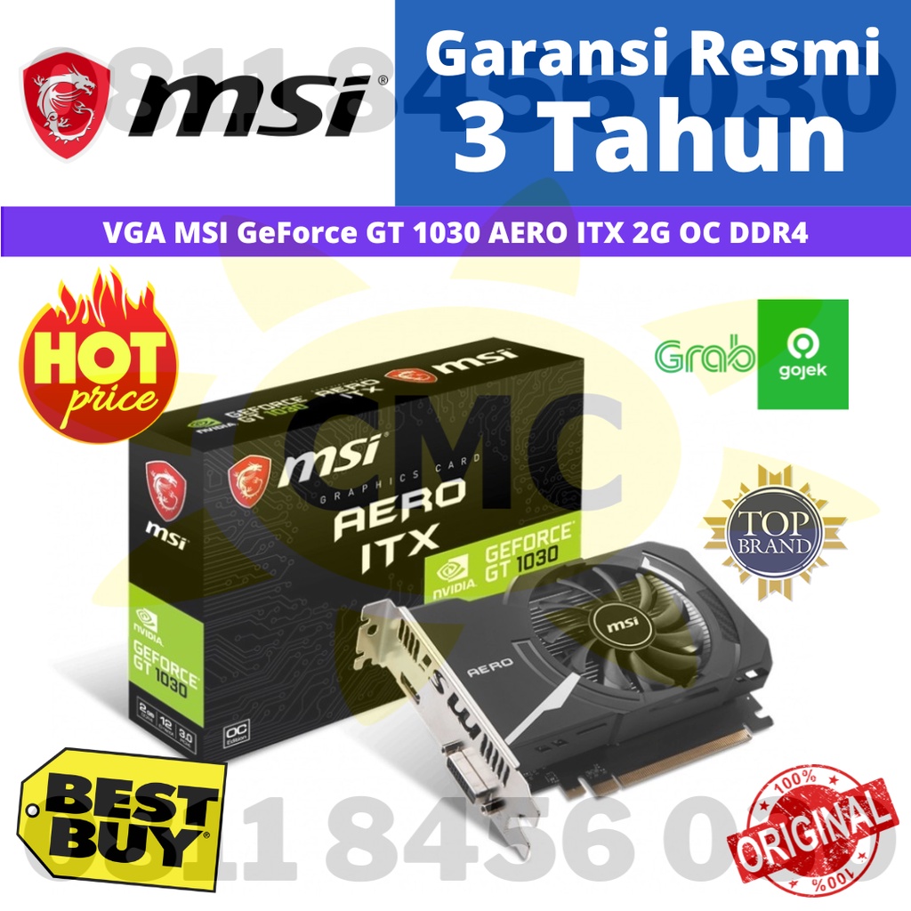 VGA MSI Geforce GT 1030 AERO ITX 2G OC 2GB DDR4 GT1030 Resmi