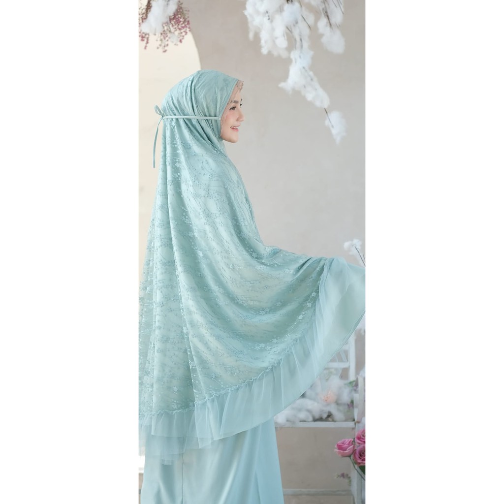 Mukena Dewasa Terbaru Tulle Rusia Mint Green Original Dalanova