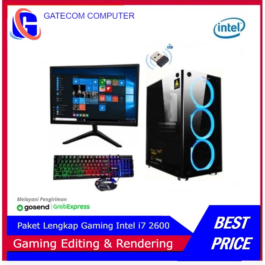 PC Lengkap  Gaming I7 2600 GT 1030 2GB Include LED 19 Hdmi