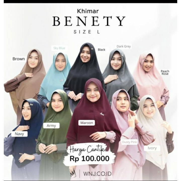 Khimar Benety by Wanoja Hijab / Hijab Premium Elegant WNJ / Jilbab Ceruty Babydoll Armany Premium