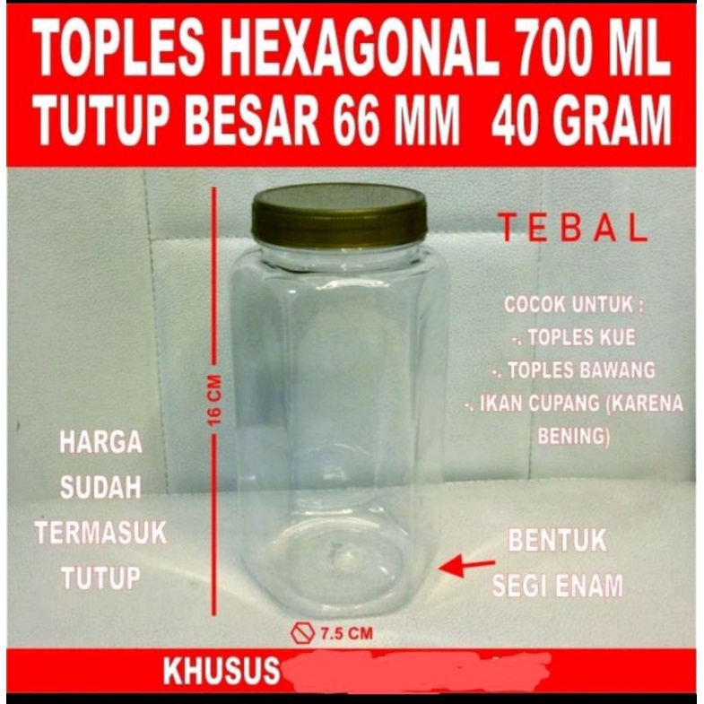 TOPLES HEXAGONAL 600 ML (TOPLES BESAR) / TOPLES BAWANG / TOPLES BUMBU