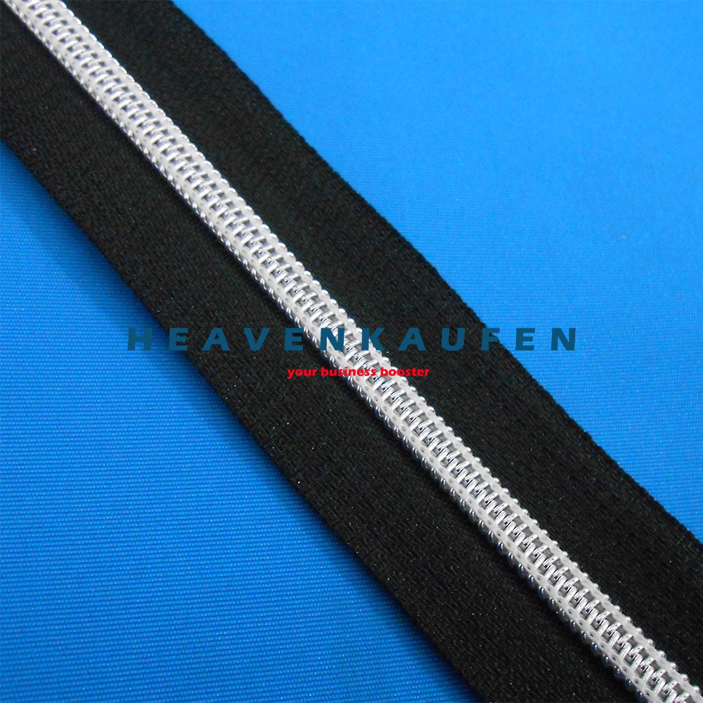 Resleting Zipper Busana Coil 30 cm Hitam - Silver Close End Kode CS