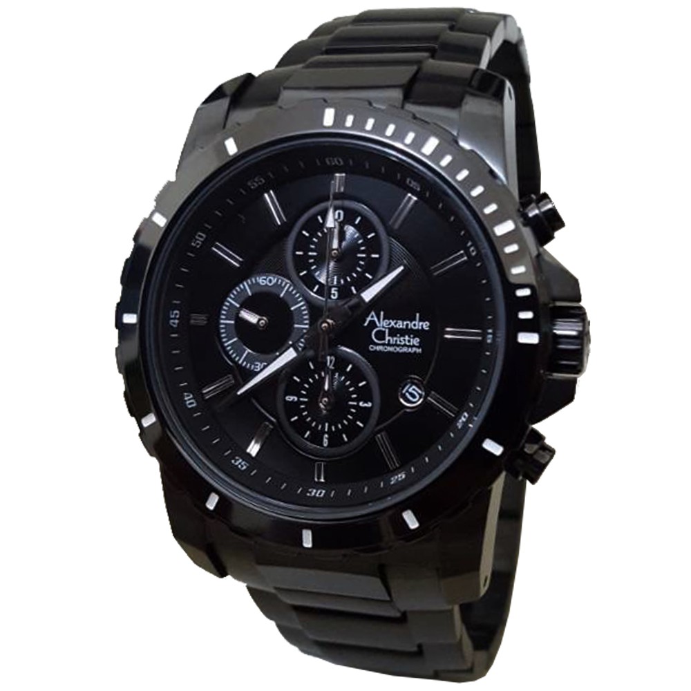 Alexandre Christie AC6141 Jam Tangan Pria Stainless Steel hitam (fullblack)