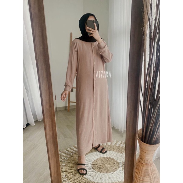 Midi Dres Bahan Crinkle | Midi Dress Motif Polos