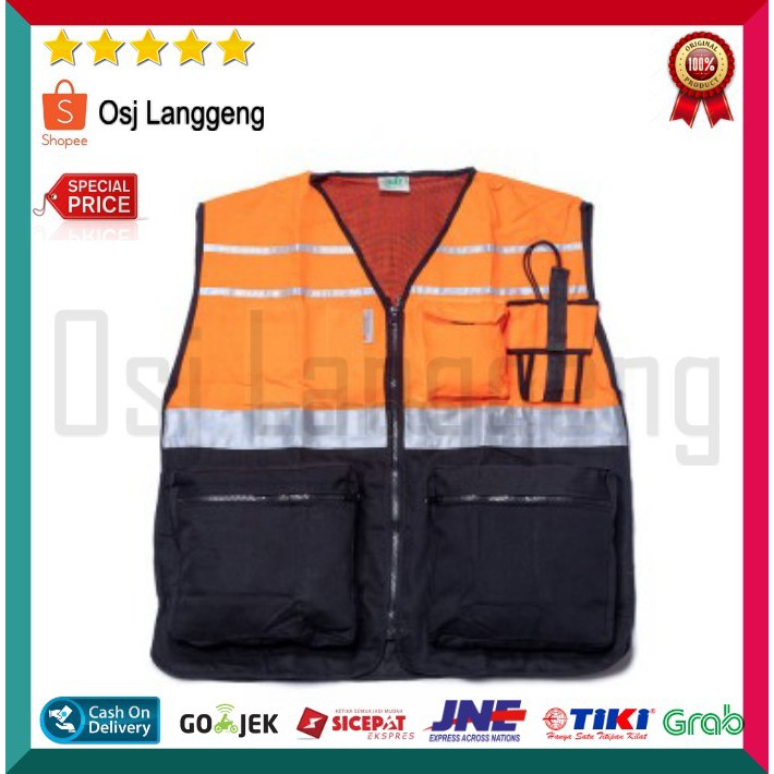 BISA COD |  Rompi Safety IMJ Scoathlight 3M Kombinasi Dua Warna Merah Orange Hijau Stabilo - Navy