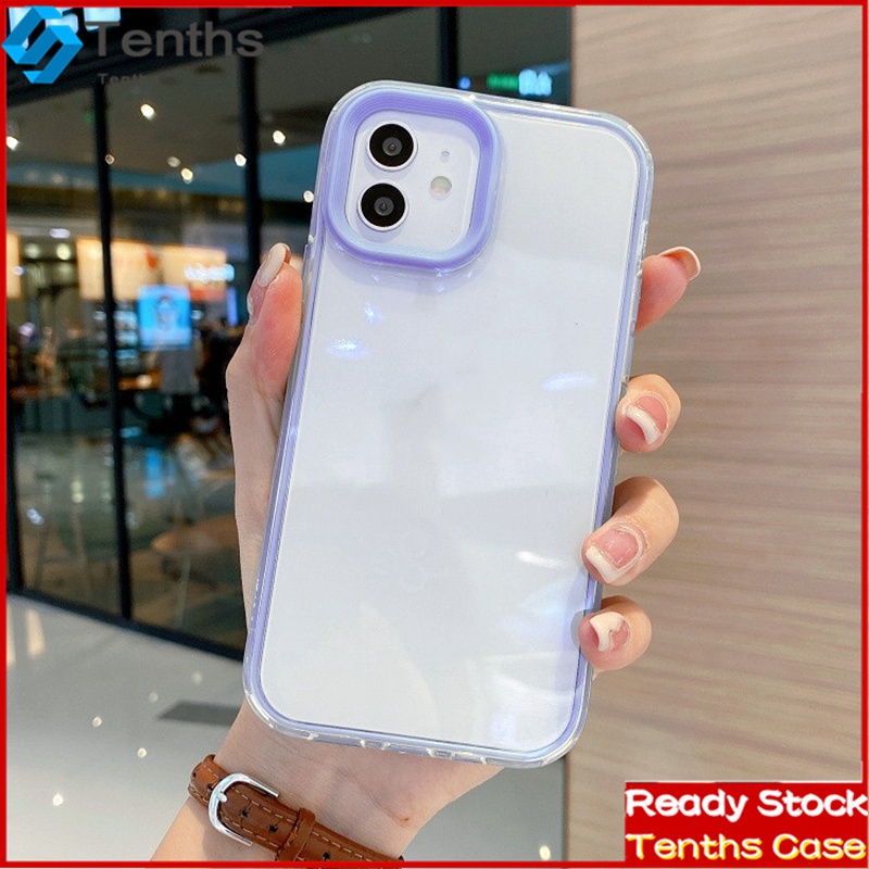 Oppo A17 A17K A57 A16 A16s A15 A15s A95 A93 A94 A74 A54 Reno 6 5 A92 A72 A52 A53 A31 A5 A9 2020 A3s F9 F11 Pro Bingkai Warna Warni 3in1 Perlindungan Lensa Casing Hp Bening Soft Cover