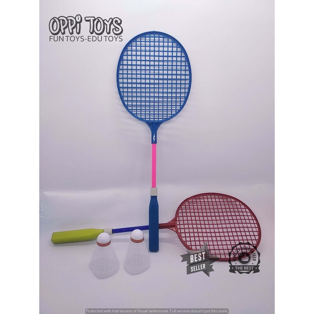 Raket Badminton Mainan Anak Plastik + Kok Olahraga Outdoor Permainan Sport Kids Badminton Set