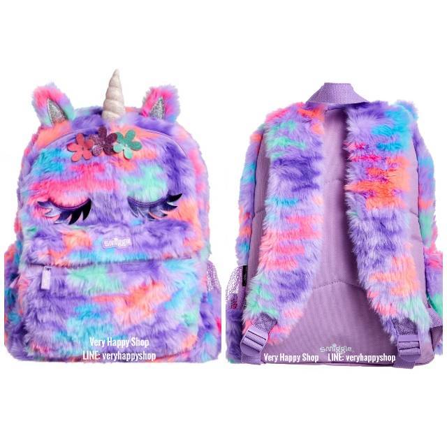 Smiggle Unicorn Fluffy Junior Backpack bagpack tas ransel tas punggung anak bulu kuda pony