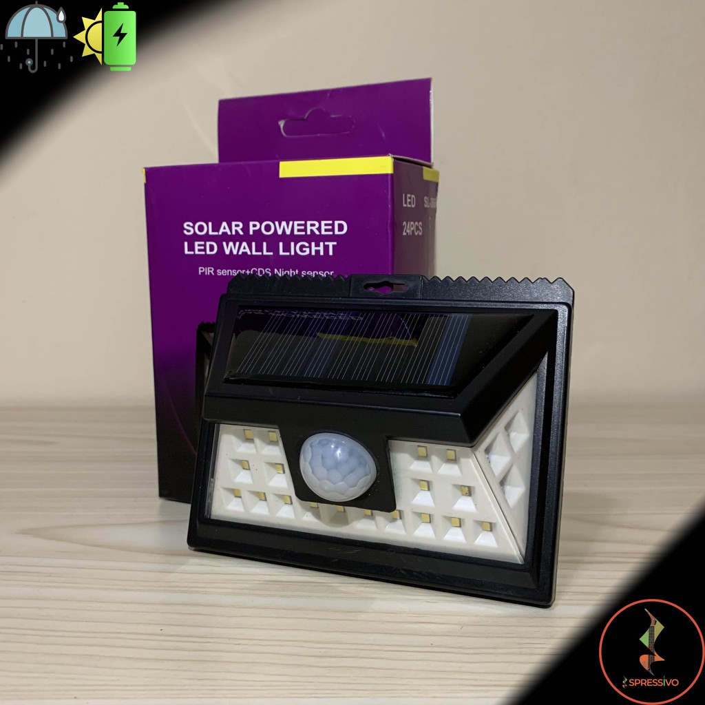 Lampu solar taman tenaga surya matahari PIR Motion sensor gerak 24 LED