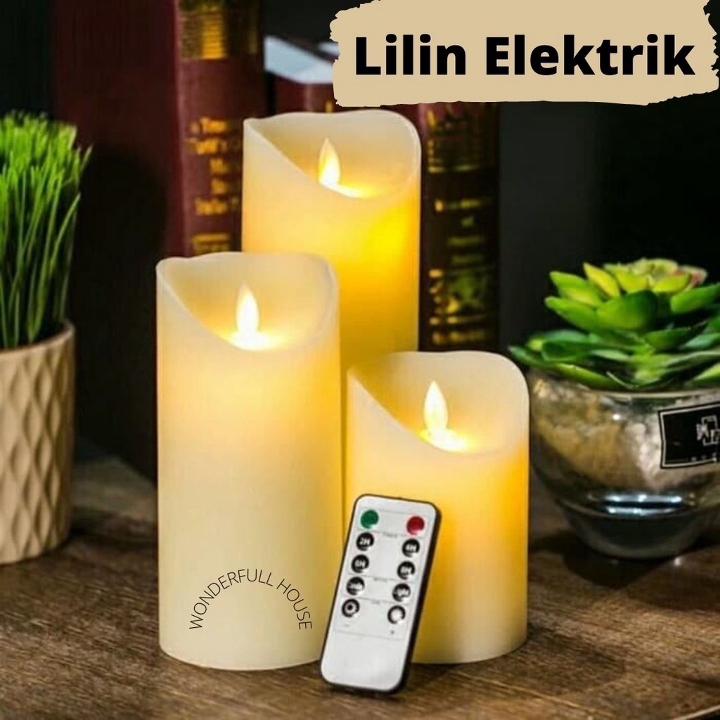 Lilin Asli Lilin Besar Elektrik Goyang Dengan Remote Valentin Valentine Bahan Wax 3 Pcs Lilin Chrismas Malam Kudus