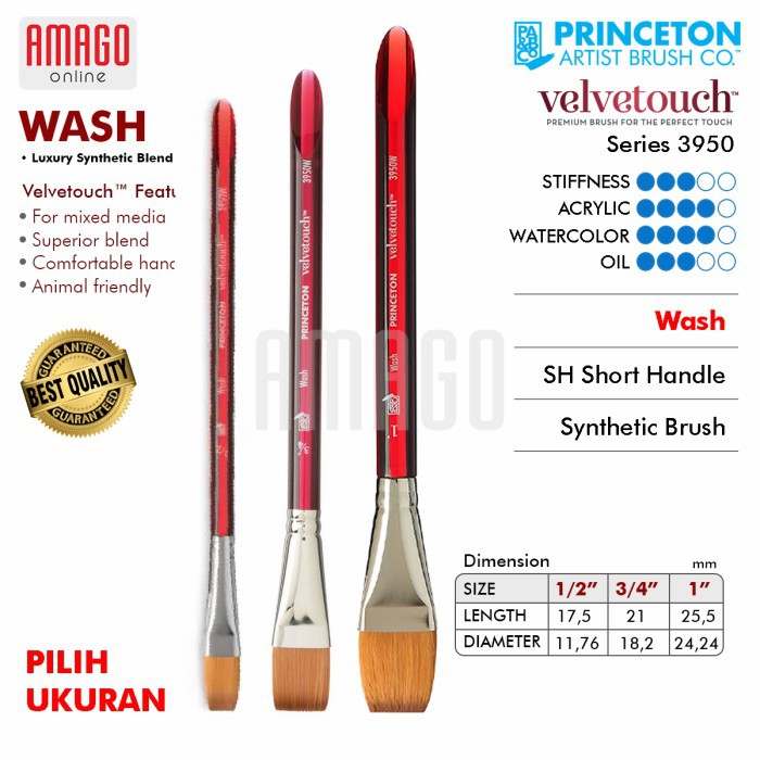 

Kuas Lukis PRINCETON - Velvetouch 3950 - Wash - Synthetic