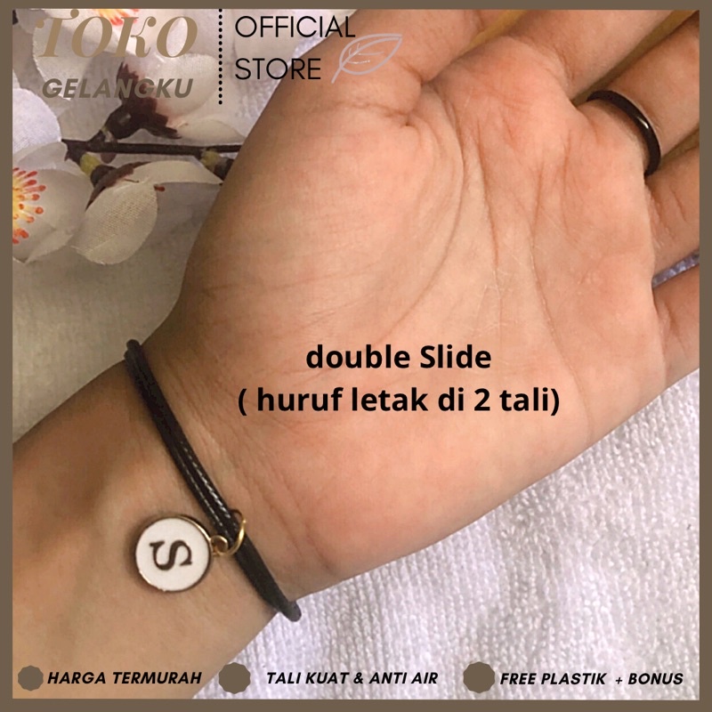 (A-Z) GELANG EPOXY PUTIH ( BELI 10 FREE 1 GELANG POLOS ) / Gelang Tali Huruf Inisial Pria Wanita / Gelang Couple Sahabat Pacar / Bracelet initial Abjad