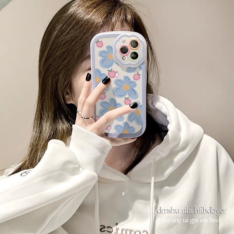 Case Motif Kartun Bunga Biru Untuk IPhone 12 13 11 Pro Max X Xs Max Xr 7 8 Plus Zkzs