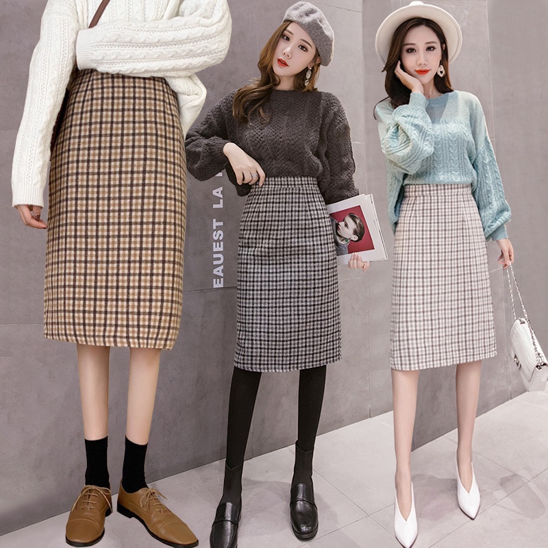 KARAKOREA 8860 Lucy Skirt/Rok Midi/Rok kerja/Rok Kotak/Pencil Skirt/Midi Skirt/Rok korea/Rok Autumn/Rok Winter/Rok Korea Skirt