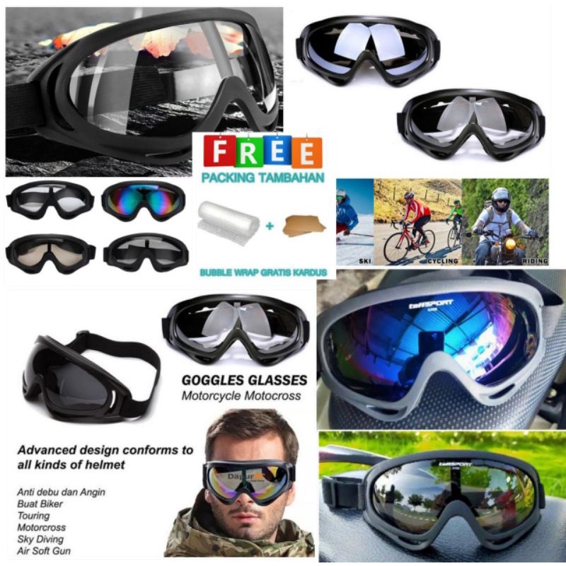 Kacamata helm gogle goggles retro trail supermoto trabas klx crf universal helm bogo gogel goggle mu