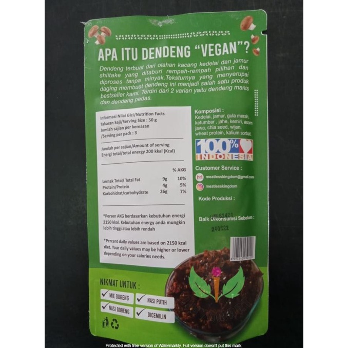 

Meatless Kingdom Dendeng Plant Based 150g Product Vegan Dendeng Vegan