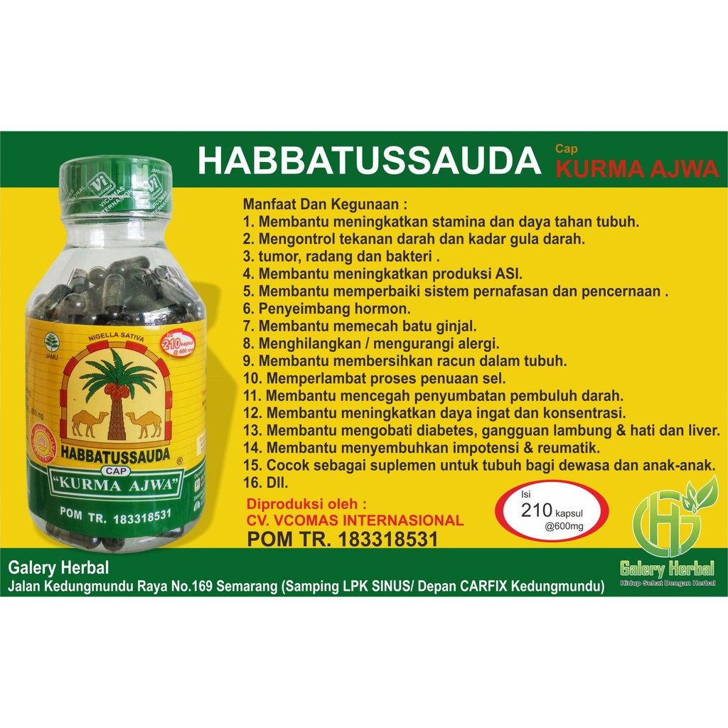 Habbatussauda Cap Kurma Ajwa 210 Kapsul Indonesia